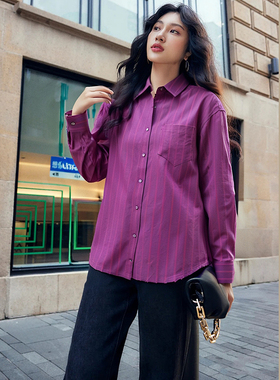 【N系列】商场品牌女装折扣2025年冬季专柜679元条纹文艺衬衫