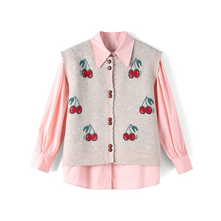 画系列 衬衫 商场品牌女装 539元 马甲两件套秋 折扣2025年冬季