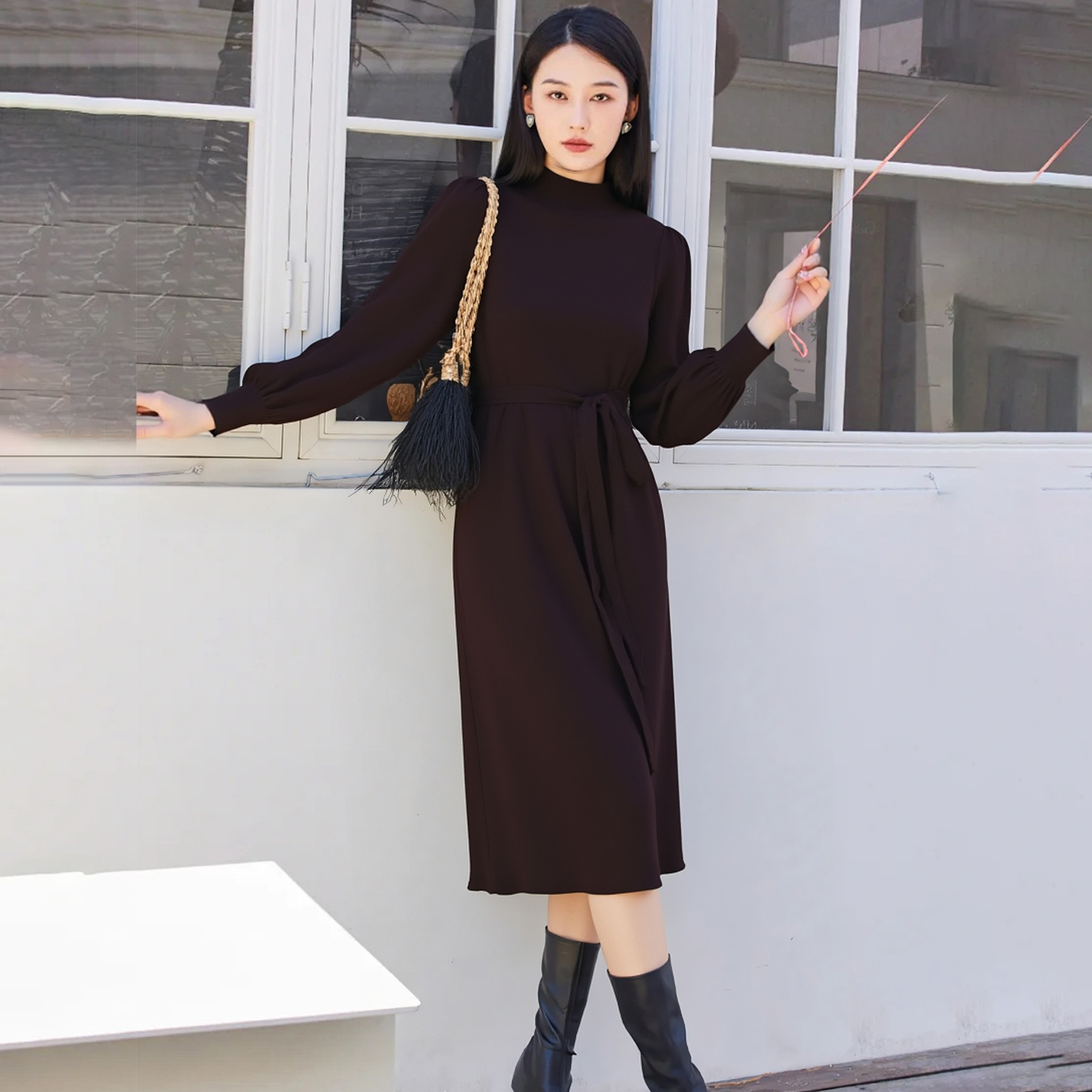 莉格系列专柜针织连衣裙