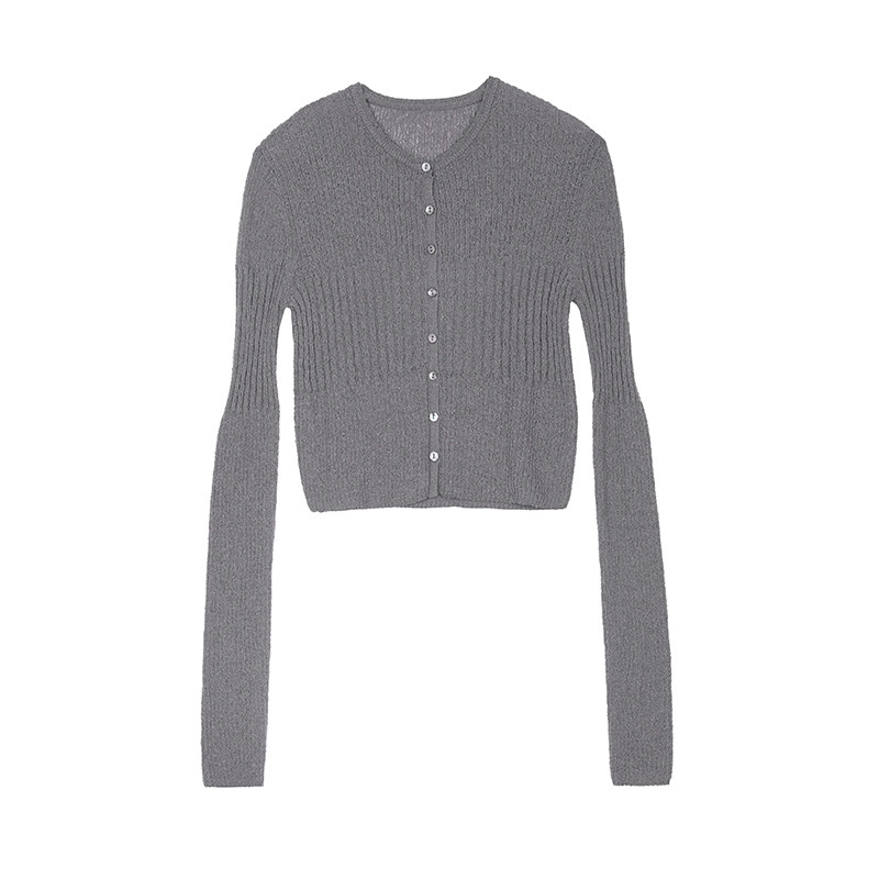 NANASTORE白色上衣女2024春季新款针织衫修身开衫百搭t恤长袖小衫