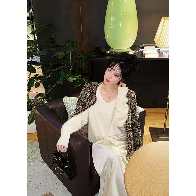 NANASTORE纯色毛衣女2024新款冬季内搭显瘦宽松小衫Polo领针织衫