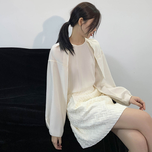 NANASTOR纯色小衫2024年新款气质醋酸白色上衣女韩风chic上衣薄款