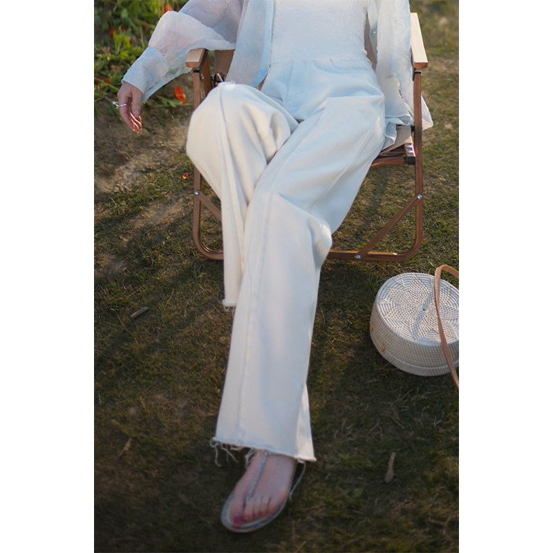 NANASTORE直筒牛仔裤女2024春季新款高腰宽松破洞裤子薄款白色潮,女装/女士精品,牛仔裤,淘宝优惠券,粉丝福利购,淘宝优惠卷