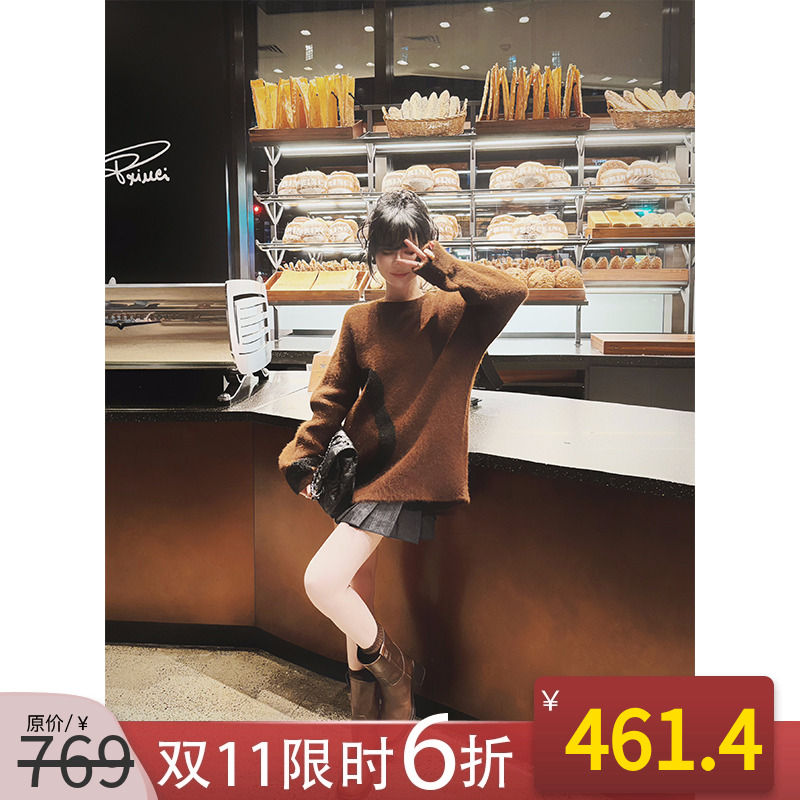 圆领宽松小个子短款毛衣