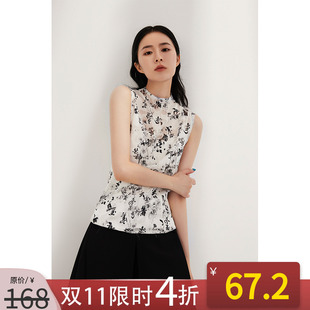 短袖 印花衬衫 宽松碎花上衣复古衬衣 新款 NANASTORE雪纺上衣女春季