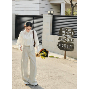 NANASTORE休闲花边腰带阔腿牛仔裤2025年夏季新款宽松直筒裤裤子