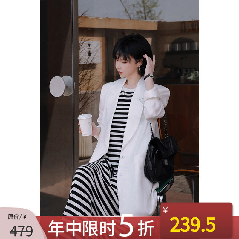 宽松气质西装外套中长款