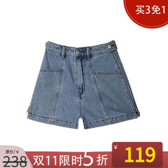 NANASTORE牛仔裤女春季薄款高腰蓝色牛仔短裤ins高街裤子显瘦热裤