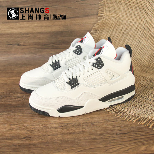 上尚体育Air Jordan 4 AJ4 白黑红飞行 中帮复古篮球鞋IM4002-100