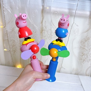 出口网红粉红小猪卡通可爱手持便携式 迷你小风扇儿童糖果收纳盒