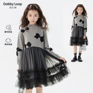 加比瑞童装 冬季新品 女童甜美舒适休闲毛衣连衣裙中大童裙子
