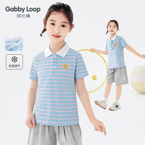 女童简约休闲舒适套头短袖polo衫