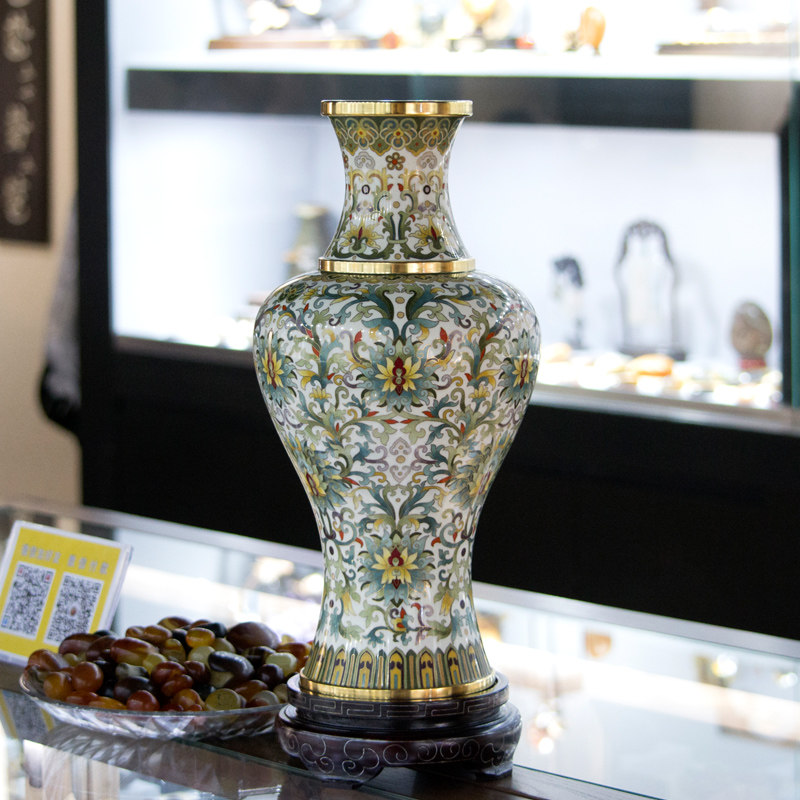 北京景泰蓝花瓶大唐风韵花纹家居饰品珐琅摆件北京特色工艺品商务