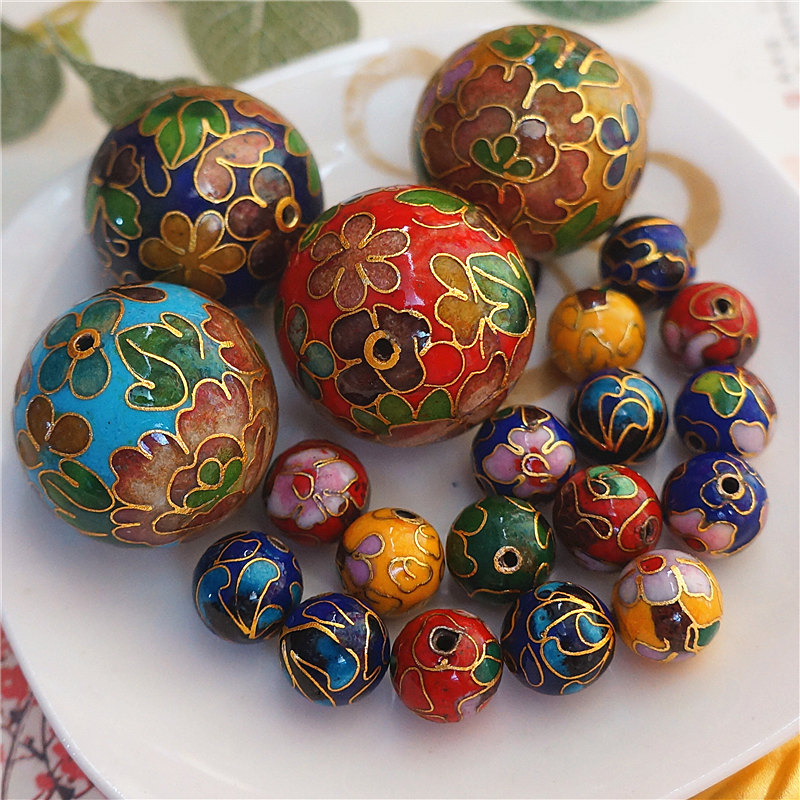 景泰蓝珠子配件铜胎掐丝珐琅散珠