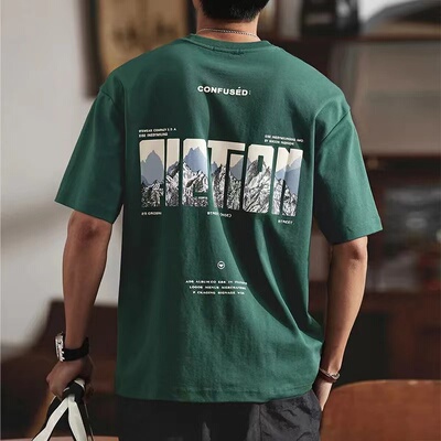 桐夏沫短袖美式青年重磅宽松上衣