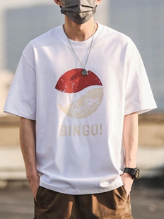 重磅纯棉印花短袖T恤男士情侣2023夏季新品日系宽松上衣潮流体恤