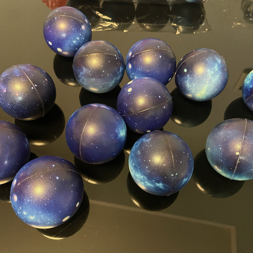 跨境6.3cm实心PU星空弹力球儿童科教玩具九大行星发泡海绵压力球
