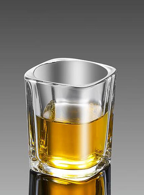 6只装方形威士忌酒杯家用小号洋酒玻璃杯shot一口白酒杯伏特加杯