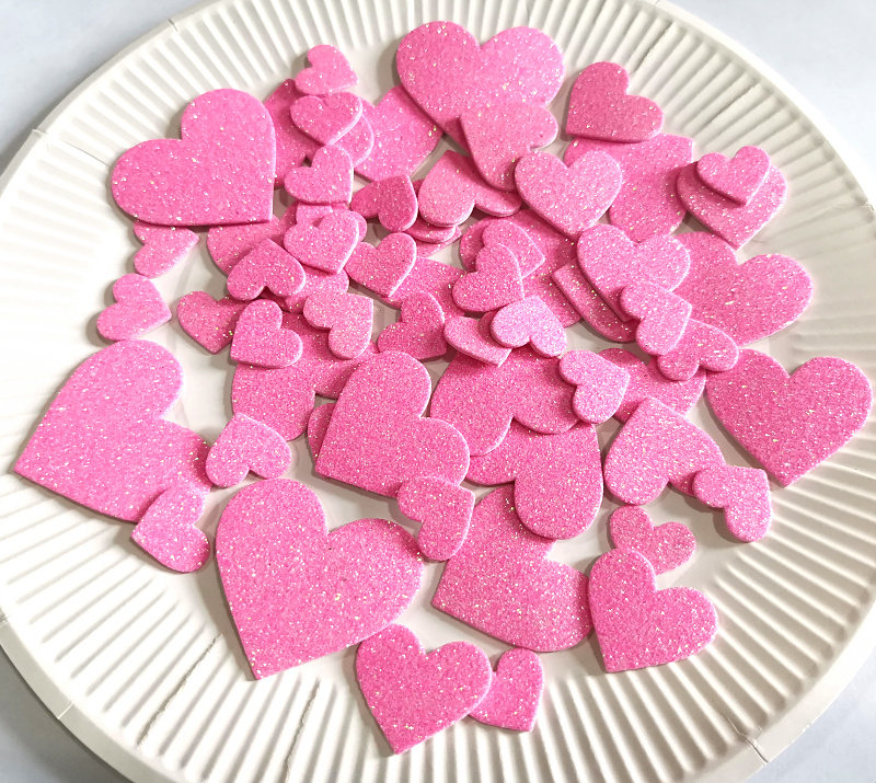 女孩粉红色爱心贴纸亮闪闪桃心金粉亮粉心形贴纸装饰贴纸