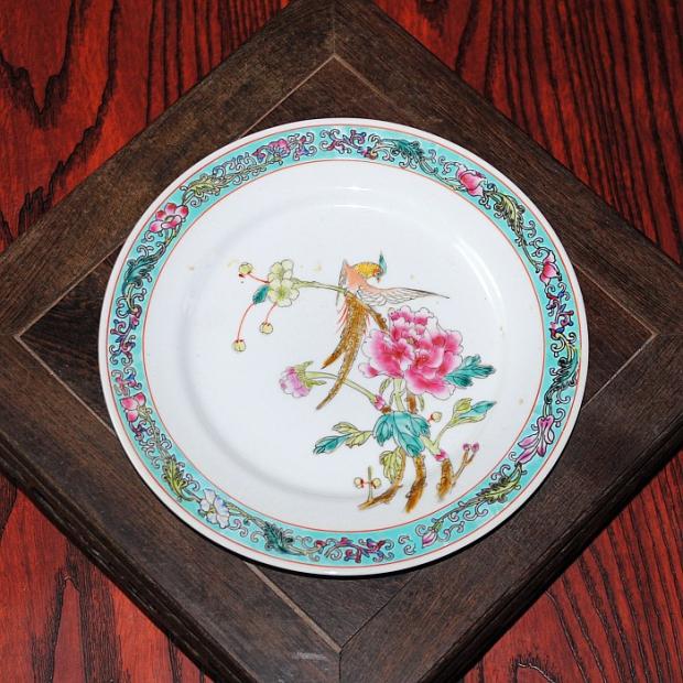 景德镇60/80年代十大瓷厂货手绘瓷盘装饰收藏工艺盘明清复古摆件