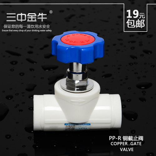 三中金牛PPR水管黄铜闸阀接头