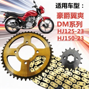 适用摩托车豪爵DM翼爽HJ125 23提速齿轮链盘油封链条套链配件 150