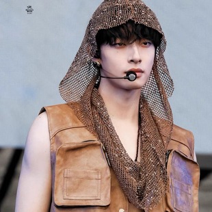 木子洋同款末日废墟沙丘废土风亮片围巾 敦煌艺术拍照NPC演出头巾