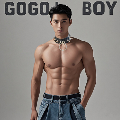 NPC小奶狗项圈颈链choker项链夸张铆钉圆环颈圈另类束缚情侣玩具