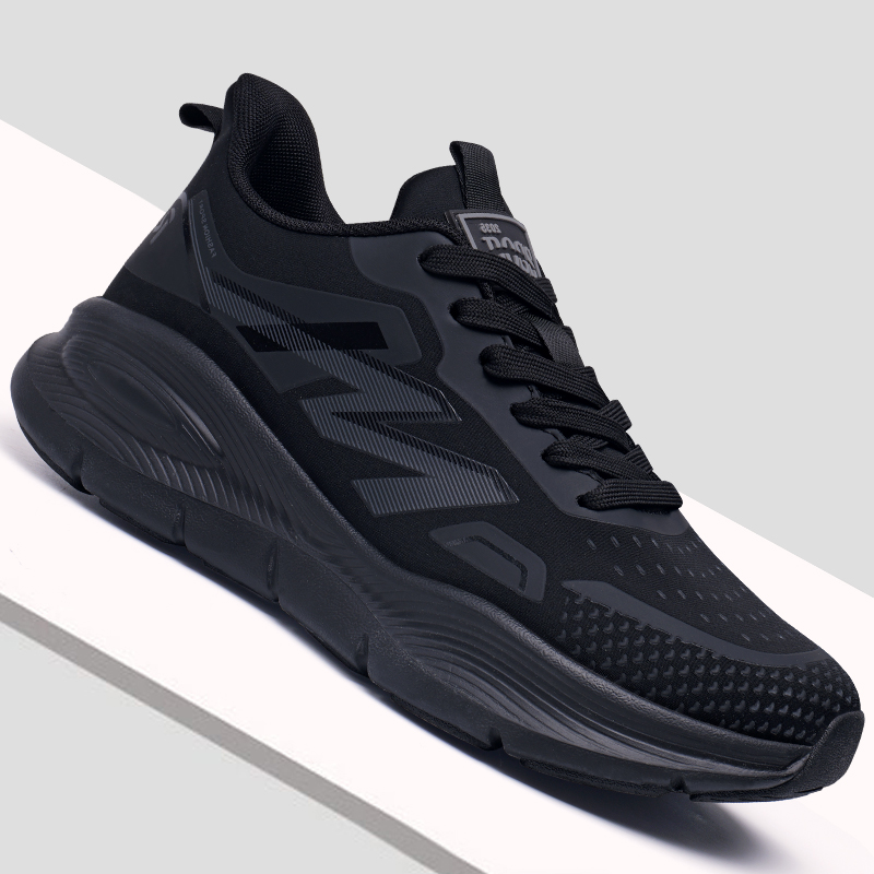 男鞋秋季2025新款黑色潮流布面透气运动鞋休闲跑步百搭防滑鞋子男