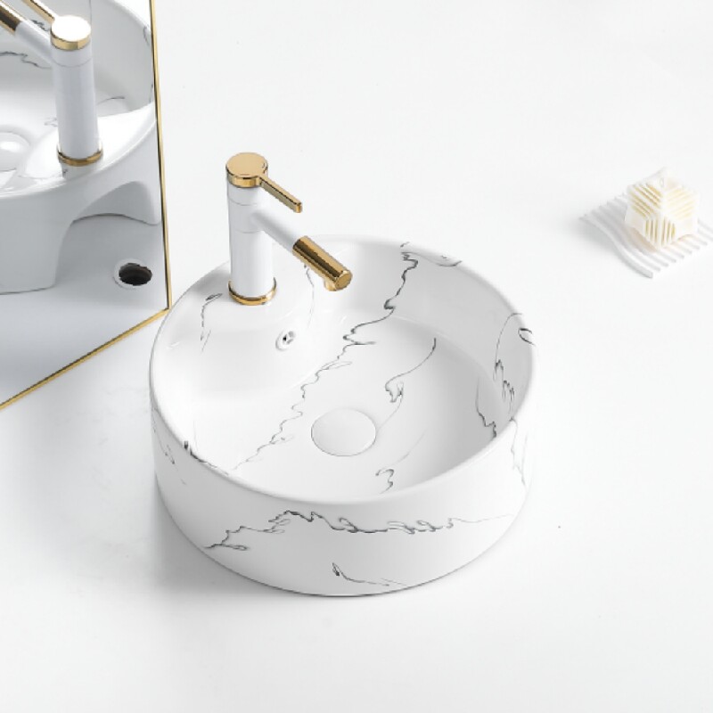 北欧风台上盆圆形新款台盆卫生间洗脸盆陶瓷阳台洗面盆台上洗手盆