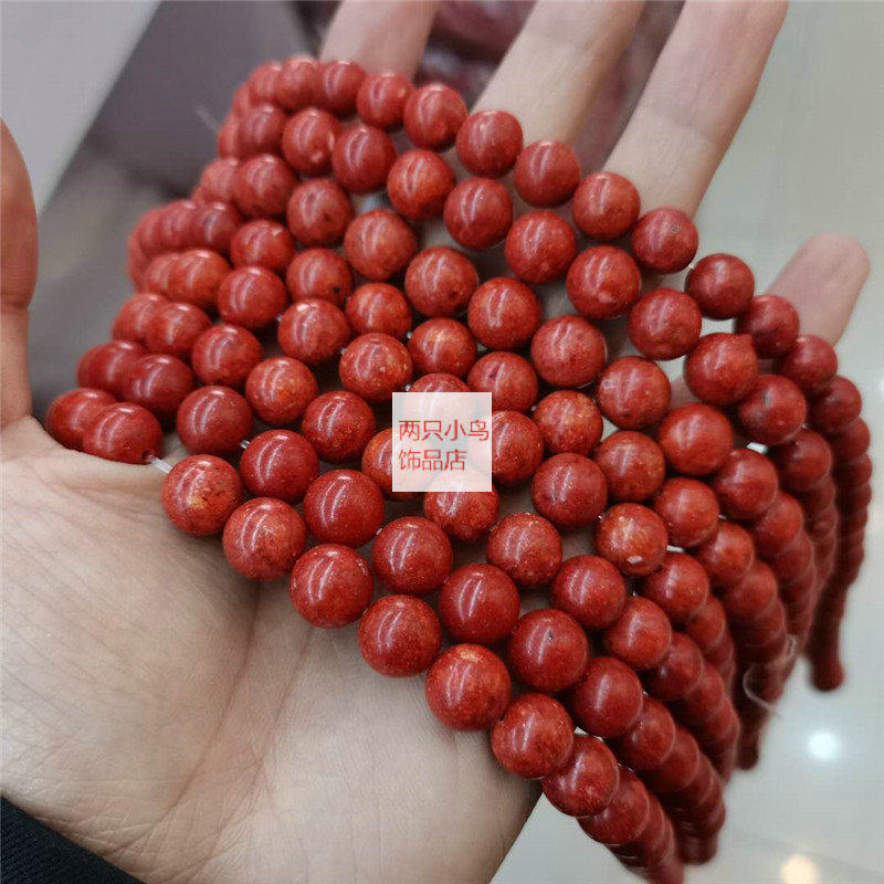 4-6-8-10-12-14-16-18-20mm山楂红草珊瑚圆珠串珠散珠diy饰品配件