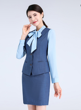 宝马领创工装女马甲蓝色西装定制西服裤衬衫裙子通勤工服德诚琪美