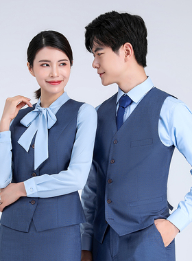 宝马领创工装马甲男女蓝色西装定制通勤上班工服职业高定德诚琪美