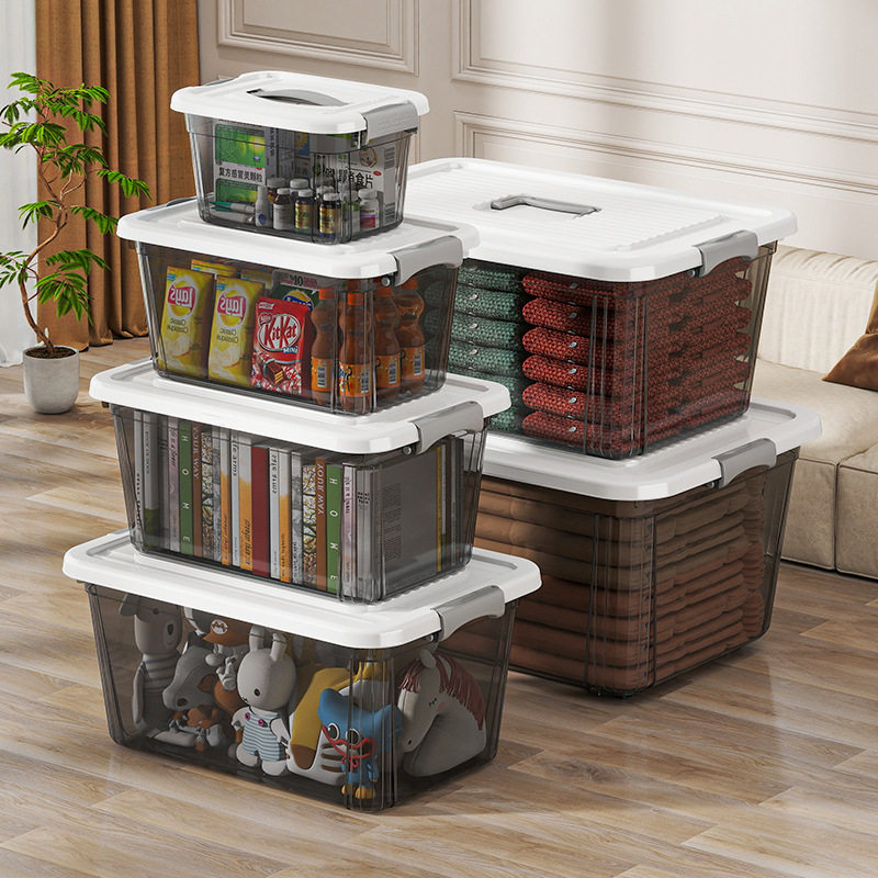 透明大小号分类收纳箱家用学生宿舍衣物玩具护肤品杂物整理储物筐