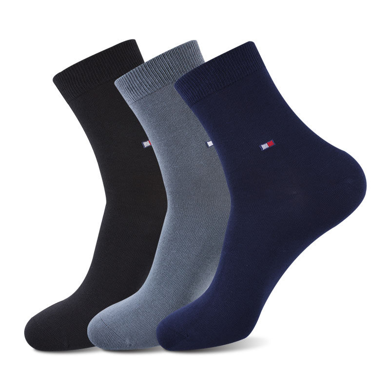 2021新款欧蒂爱男士纯棉中筒袜商务长袜男袜黑色皮鞋袜子无骨缝合