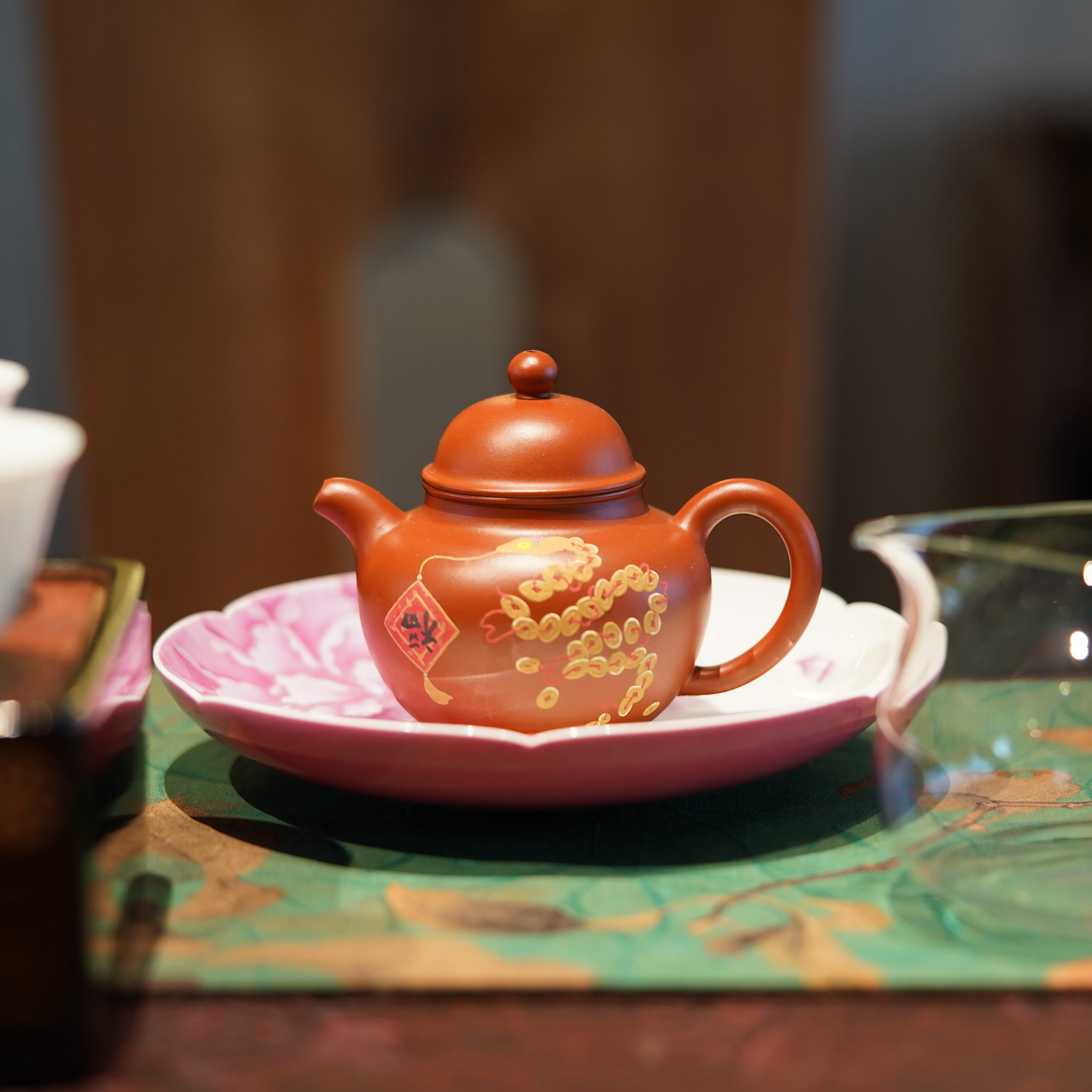 蜜糖紫砂|原矿朱泥掇球壶 腰缠万贯掇球壶 125ml 内推孔