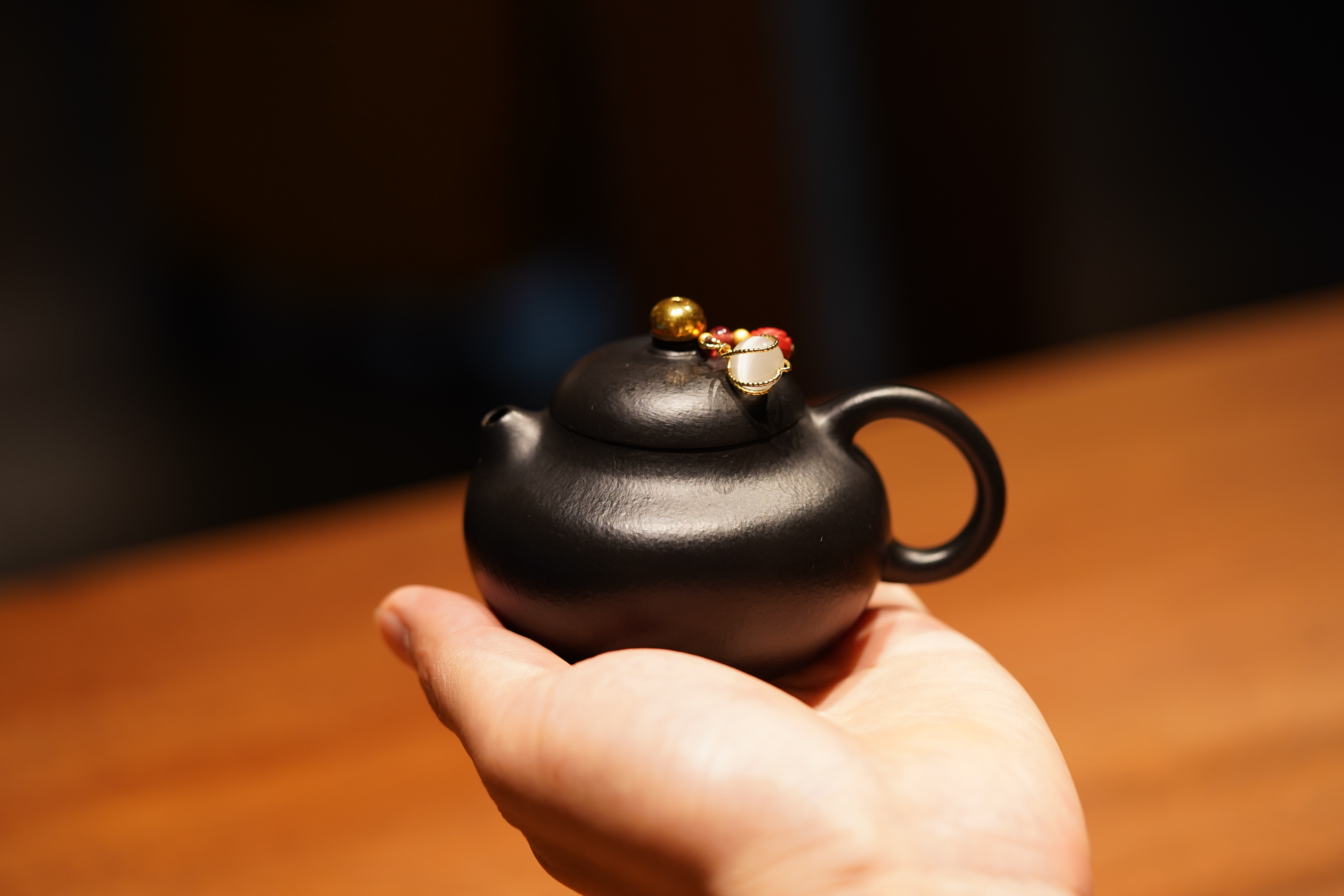 蜜糖紫砂｜女士茶器宜兴120ml文旦壶小财神皮球花朱泥小容量