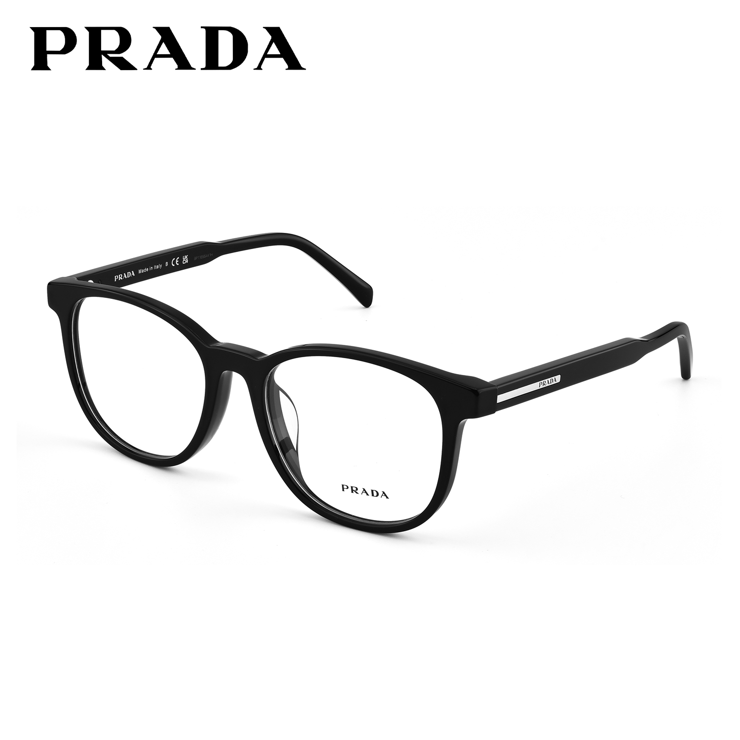 Prada普拉达眼镜框黑框圆框男女款时尚潮流板材近视镜架0PRA15VF