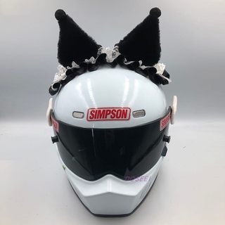 库洛米头盔装饰品猫耳朵摩托车电动车机车女骑士滑雪盔配饰外卖员