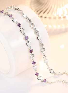 镀银爱心手链女韩版锆石水晶饰品