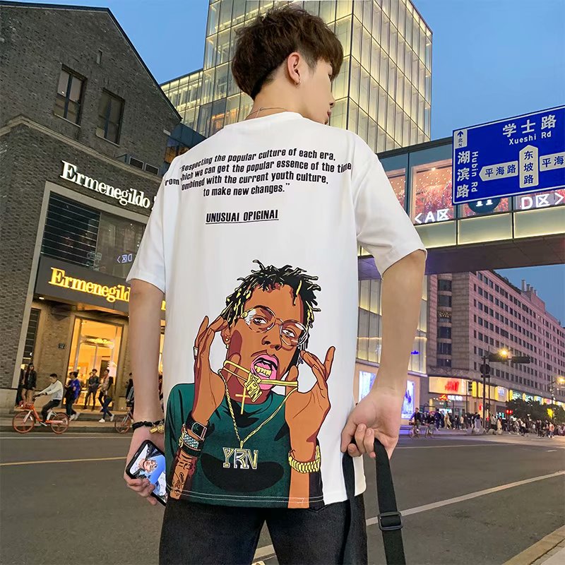 2019新款夏季男装ins短袖t恤男潮宽松嘻哈oversize情侣装五分恤男在类目 男装, T恤中 - 来自Buy2taobao.com提供专业的淘宝代购服务