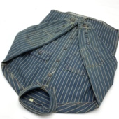 牛仔夹克秋季 重水洗做旧条纹衬衫 男重磅厚实工装 复古阿美咔叽外套