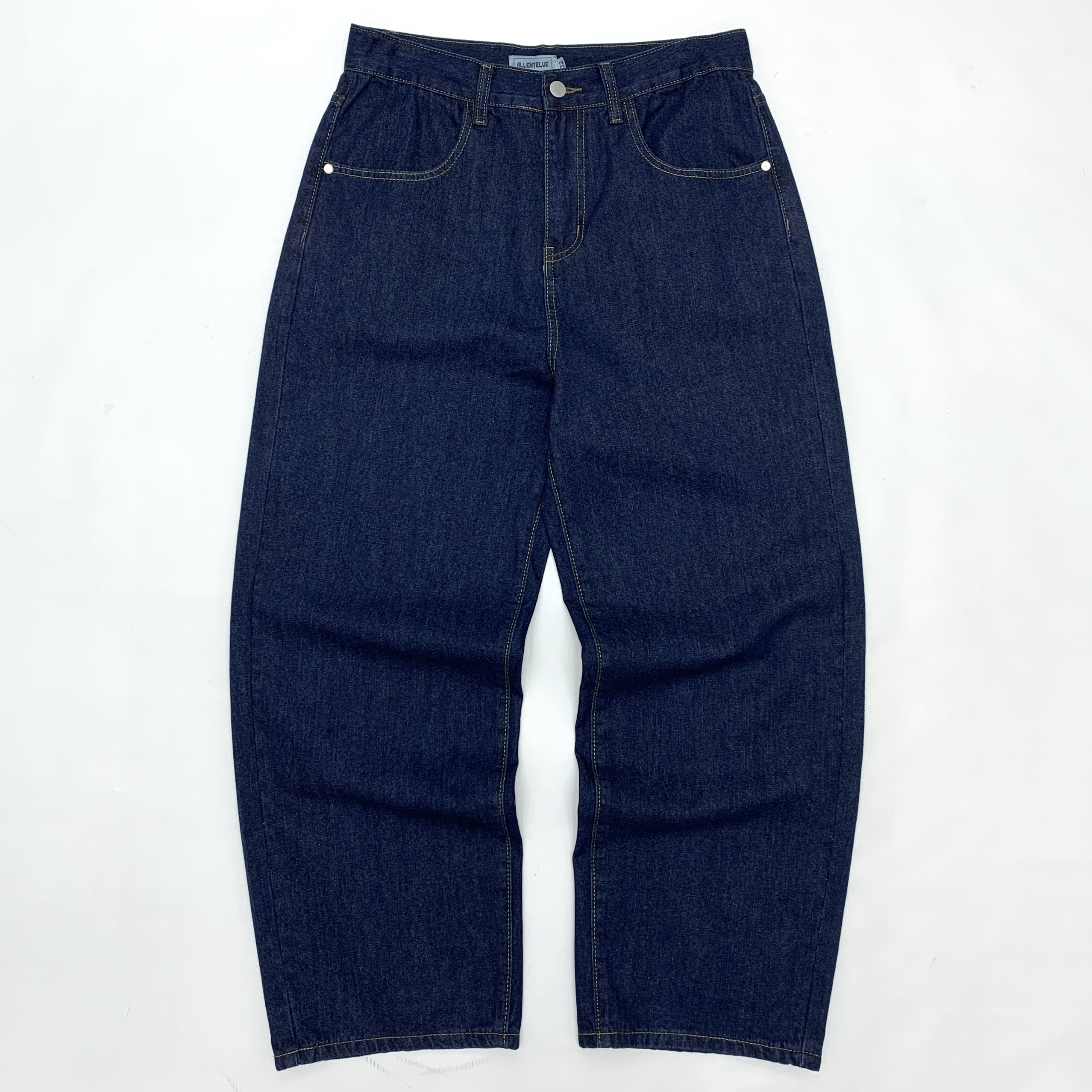 大直筒牛仔裤男美式复古原色深蓝