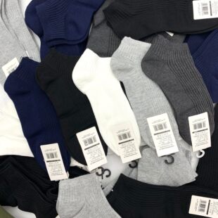 短袜男士 全棉袜子运动吸汗防臭男袜黑白纯色男短筒纯棉双针袜 夏季