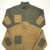 衬衫 全棉美式 工装 重磅帆布长袖 复古拼色大码 秋冬拼接军绿色上衣男