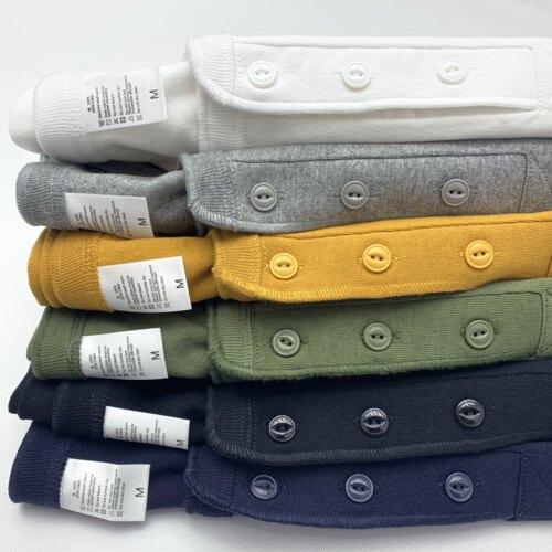 245美式粗犷纯棉亨利领长袖T恤男