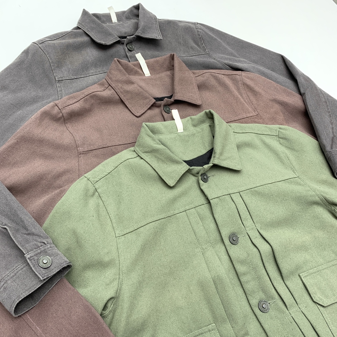 重磅厚实帆布工装短夹克男