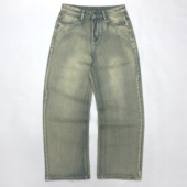 洗白牛仔裤 女 厚实阔腿老爹裤 男阿美咔叽宽松直筒拖地裤 重水洗冬季