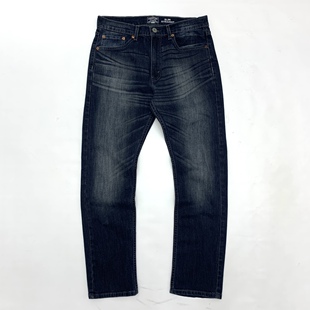 小直筒深蓝长裤 弹力牛仔裤 男阿美咔叽重水洗做旧日系复古软糯修身