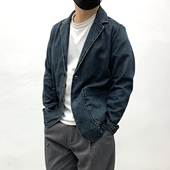 休闲牛仔西装 男便服单西日系复古做旧牛仔西服山系男女夹克外套秋
